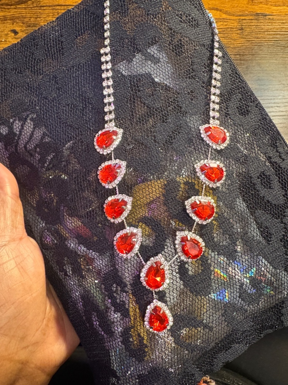 Red Teardrop Crystal Statement Necklace ~GIVVY